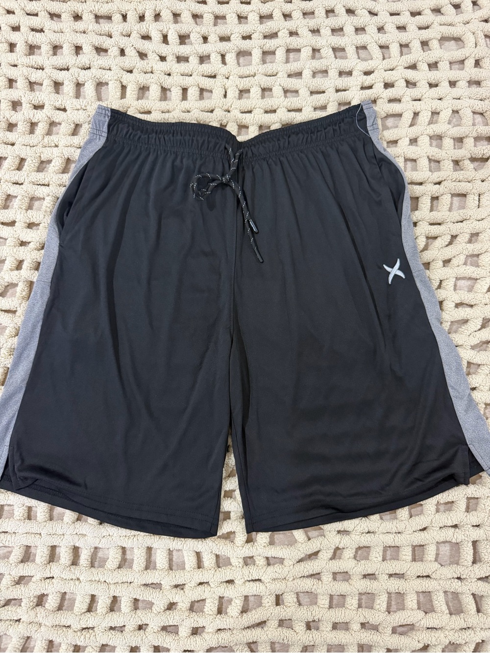 Game Time Big & Tall Black Athletic Shorts with Gray Side Panels #0218